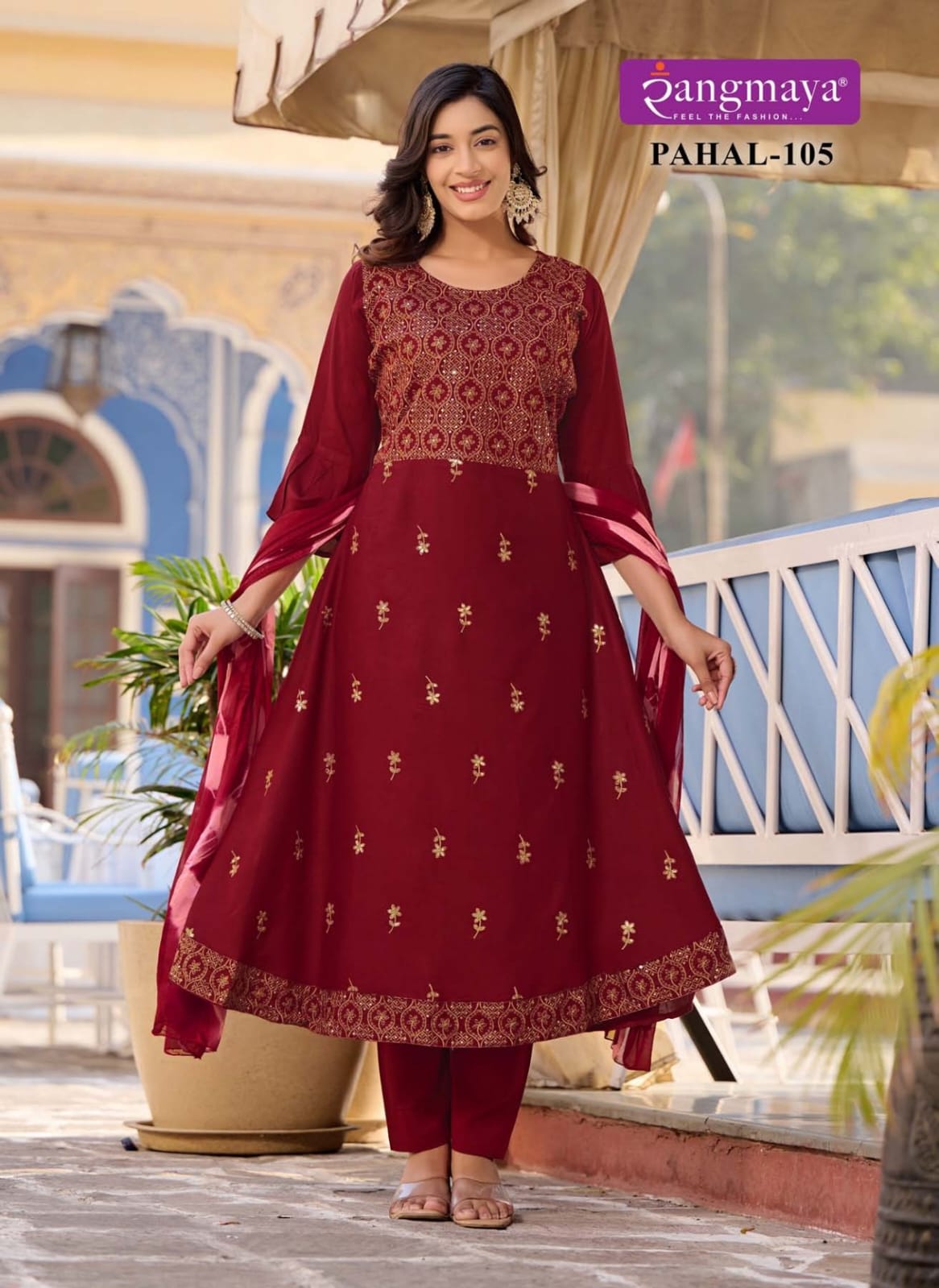 Pahal By Rangmaya Rayon Kurti With Bottom Dupatta Suppliers In India